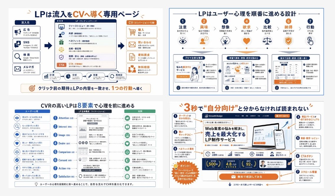 Japanese LP Conversion Infographic Grid AI image template preview