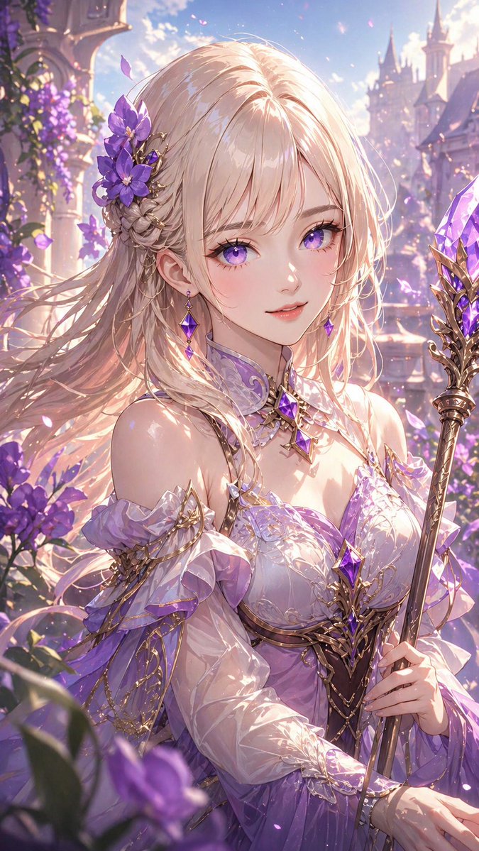 Lavender Fantasy Mage Portrait AI image template preview