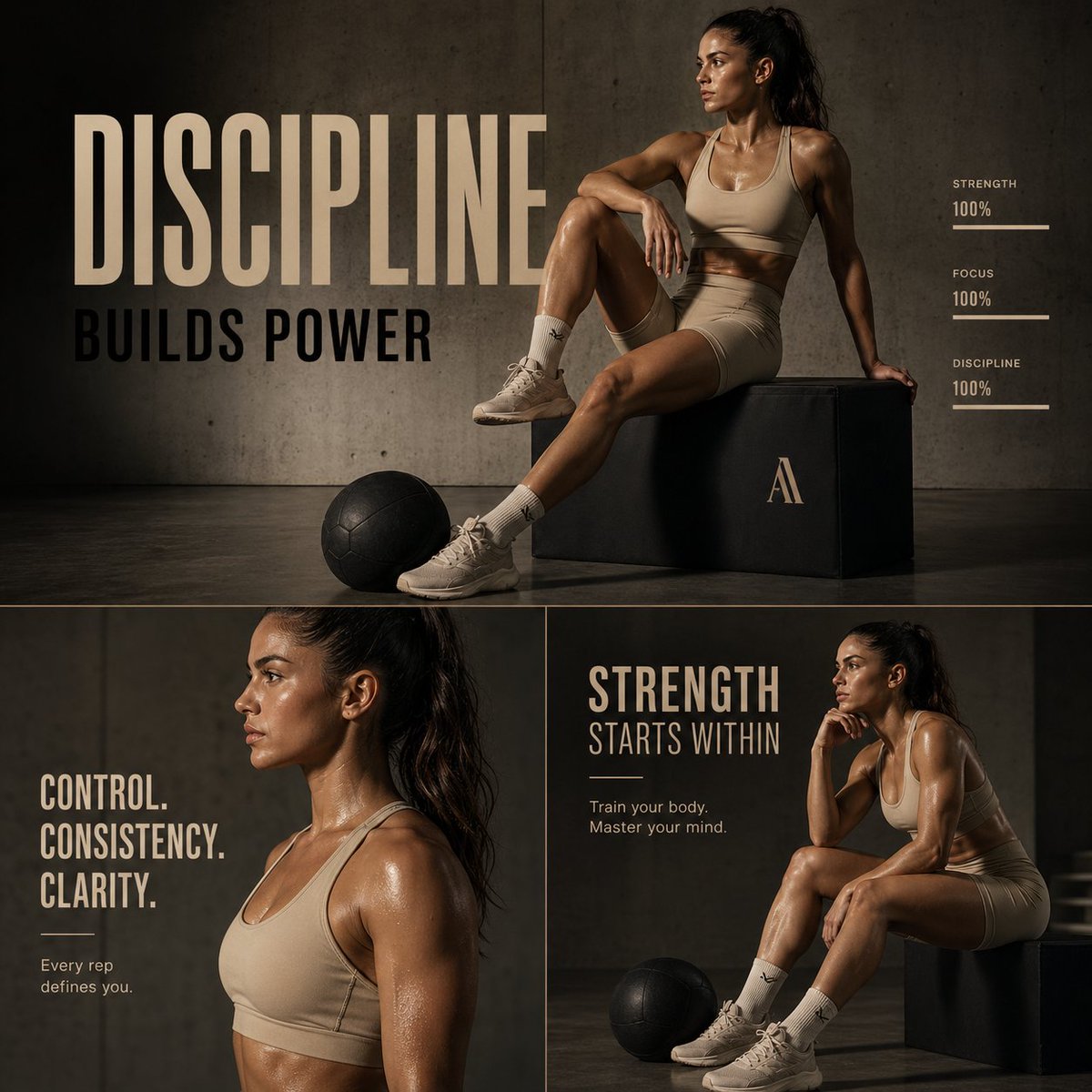 Luxury Fitness Advertising Poster AI image template preview