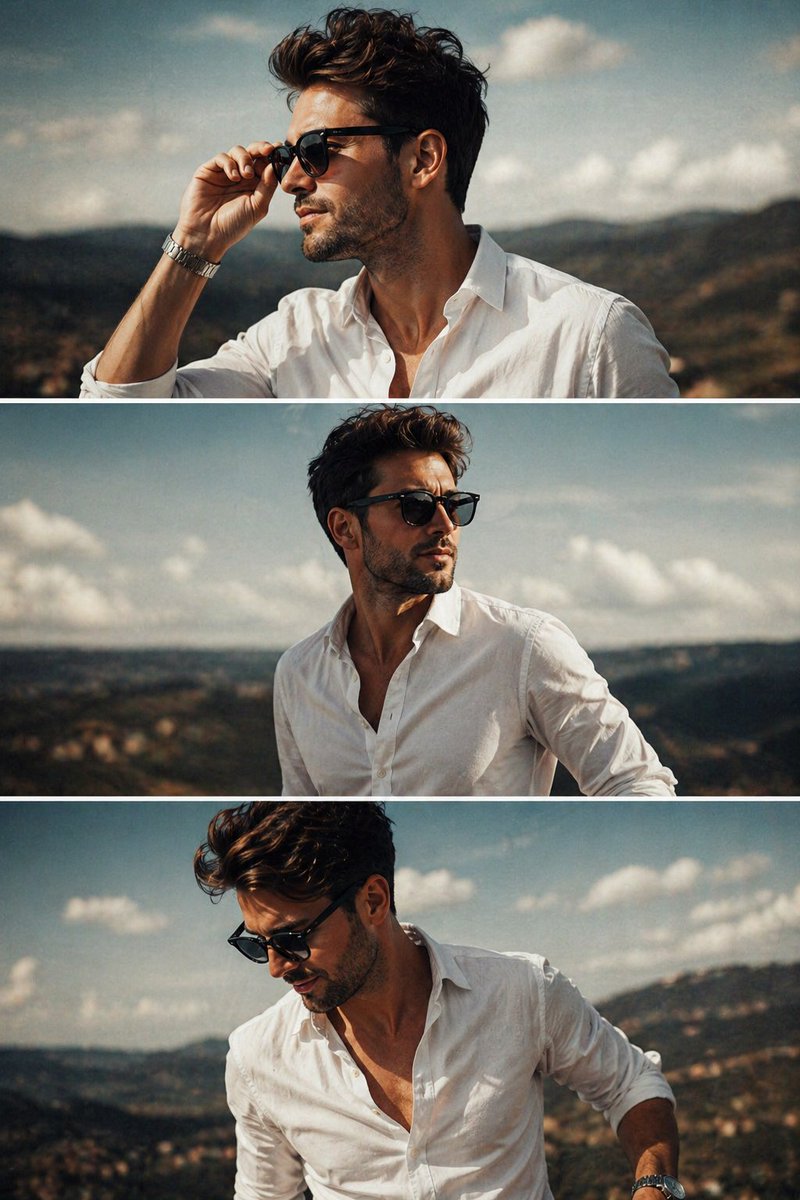 Cinematic Fashion Triptych AI image template preview