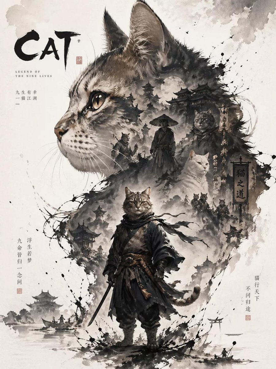 Oriental Aesthetic Poster Design AI image template preview