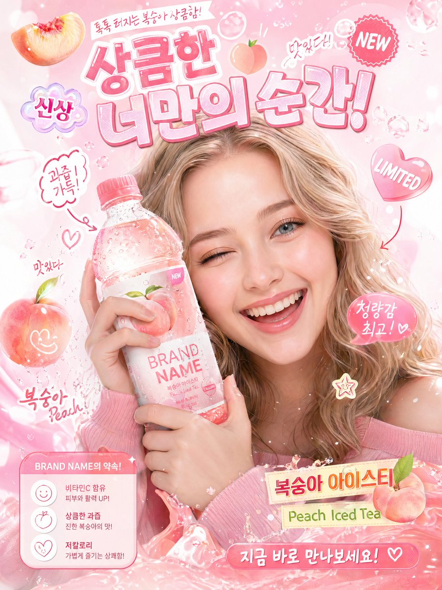 Korean-Style Interactive Beverage Poster AI image template preview