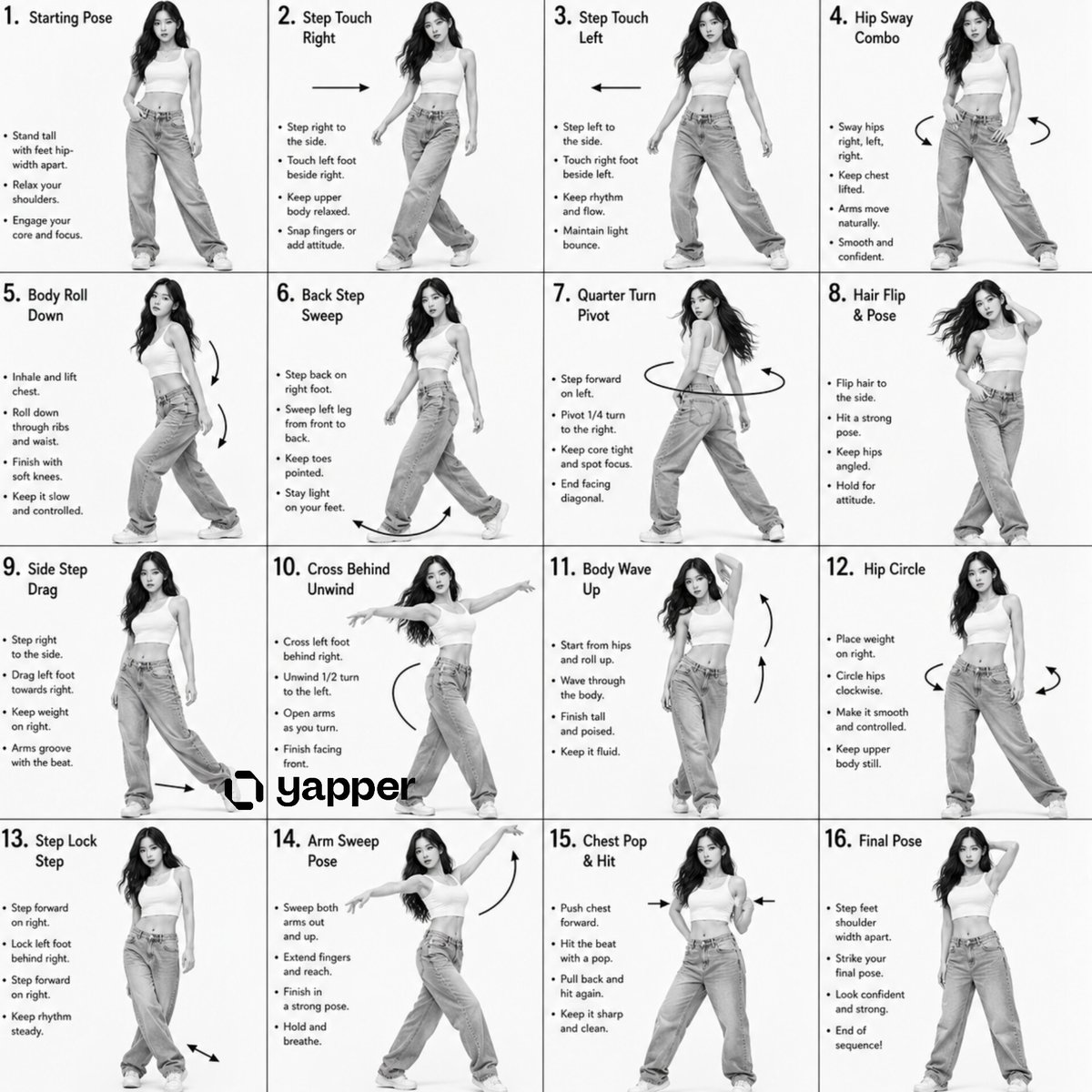 K-Pop Choreography Instruction Sheet AI image template preview