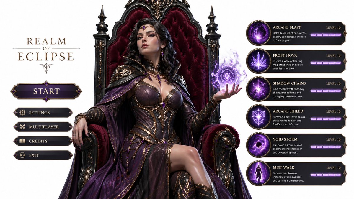 3D Gaming Sorceress Character AI image template preview