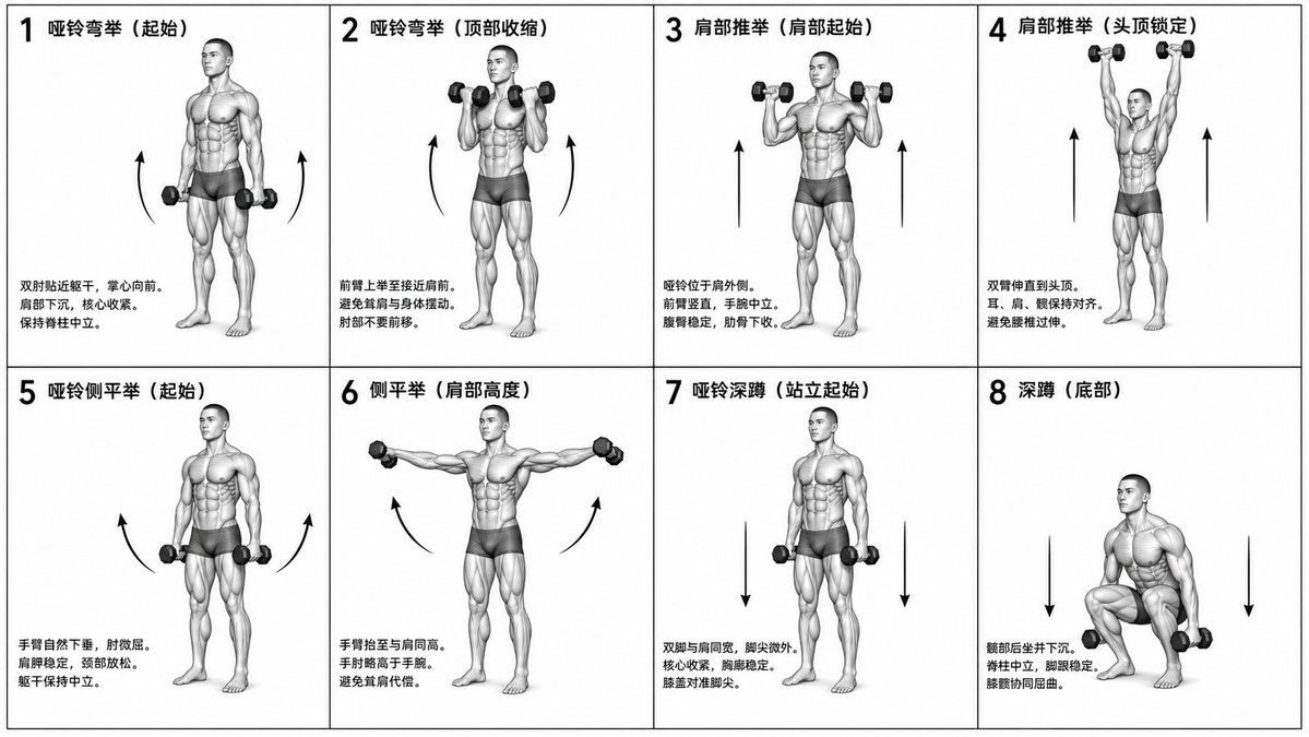 Biomechanical Fitness Instructional Chart AI image template preview