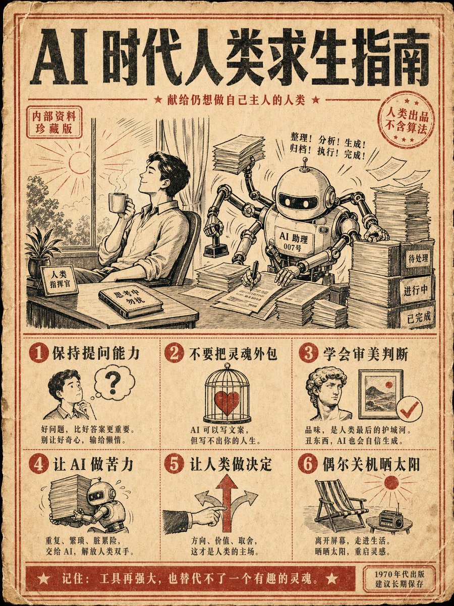 Retro AI Survival Guide Poster AI image template preview