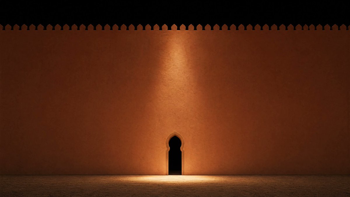 Minimalist Moorish Wall at Night AI image template preview
