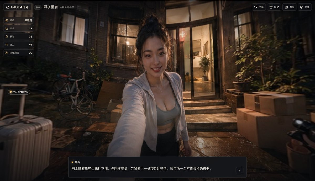 Rainy Night Visual Novel Game Screen AI image template preview