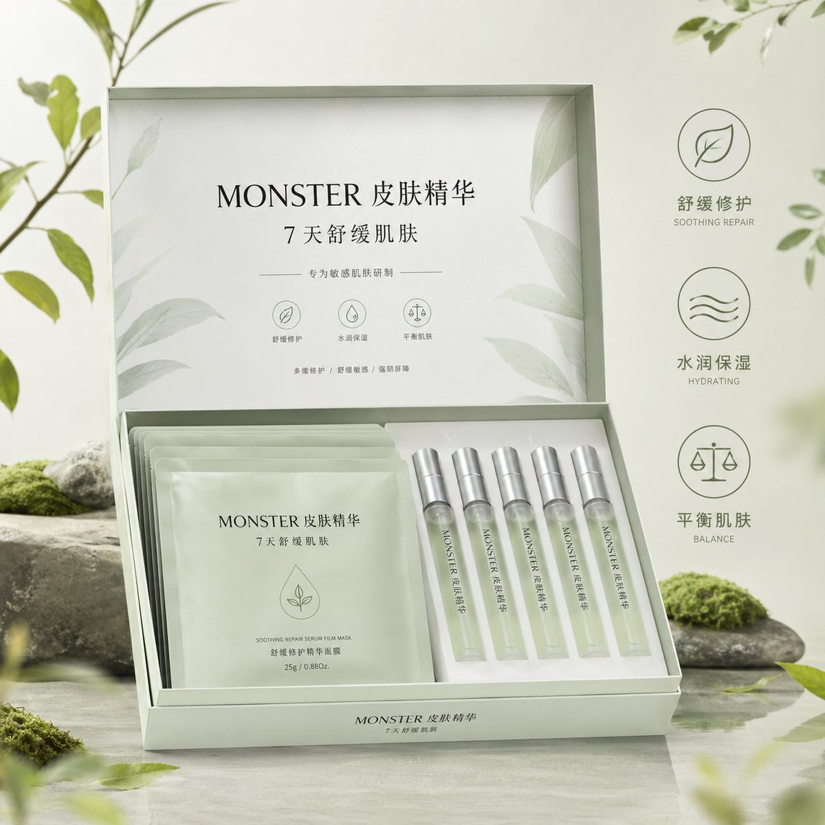 Botanical Skincare Gift Box Ad AI image template preview