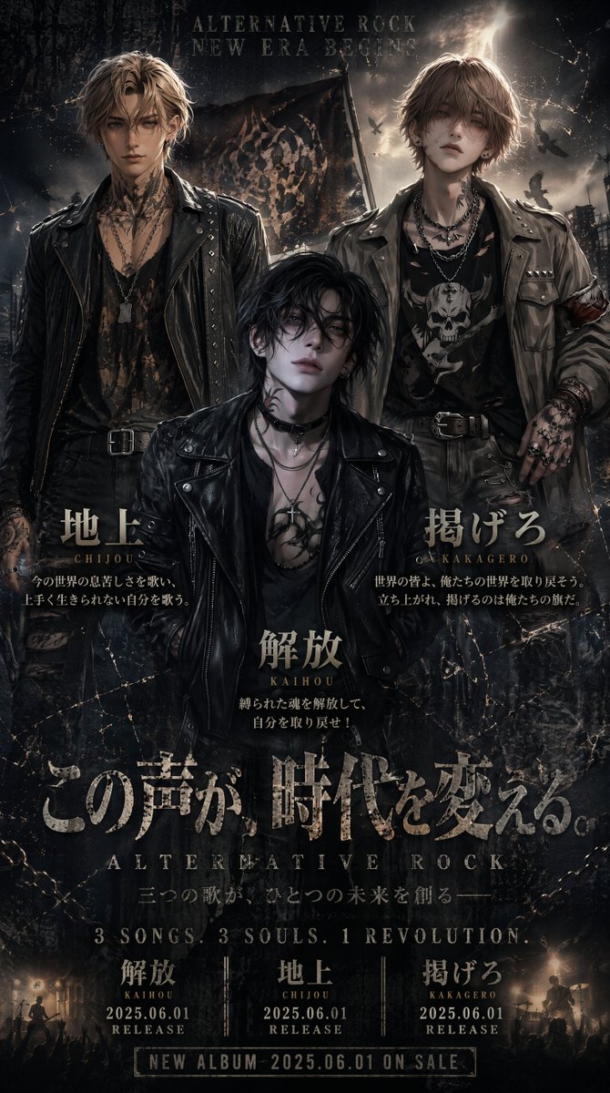 Dark Japanese Alt-Rock Poster AI image template preview