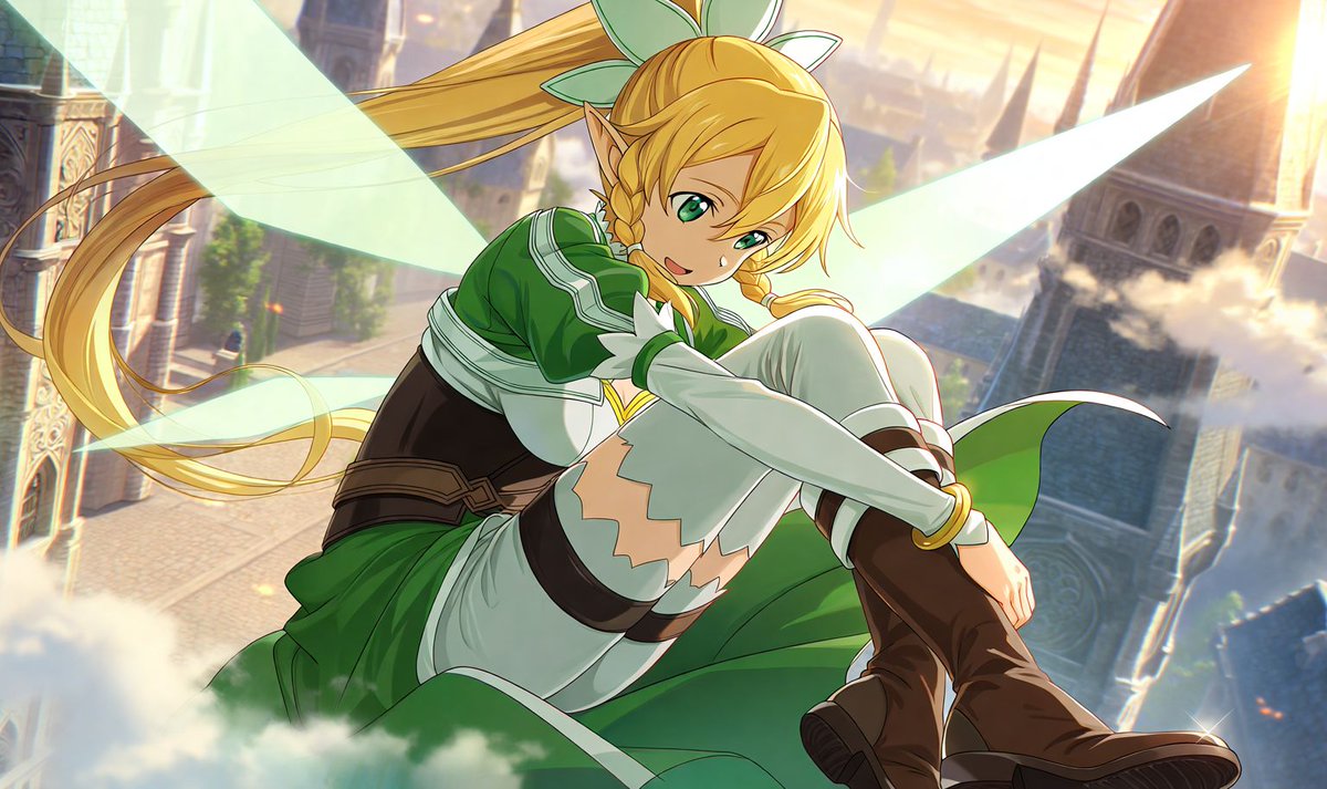 Leafa Fairy Anime Sky Portrait AI image template preview