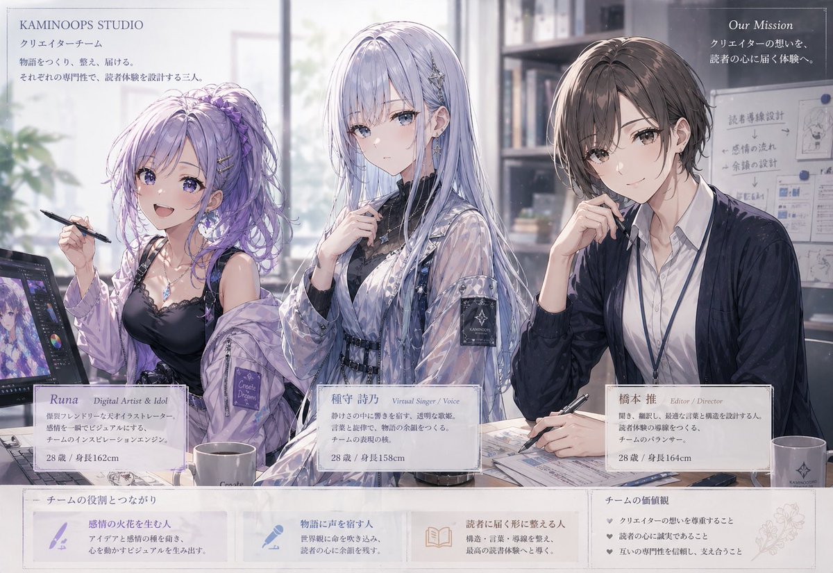 Anime Creative Team Studio Poster AI image template preview