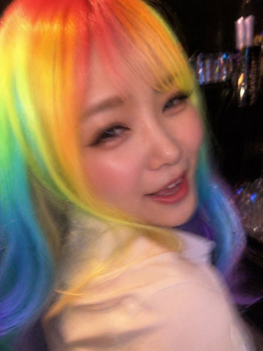 Awkward Blurry Nightclub Rainbow Hair Shot AI image template preview