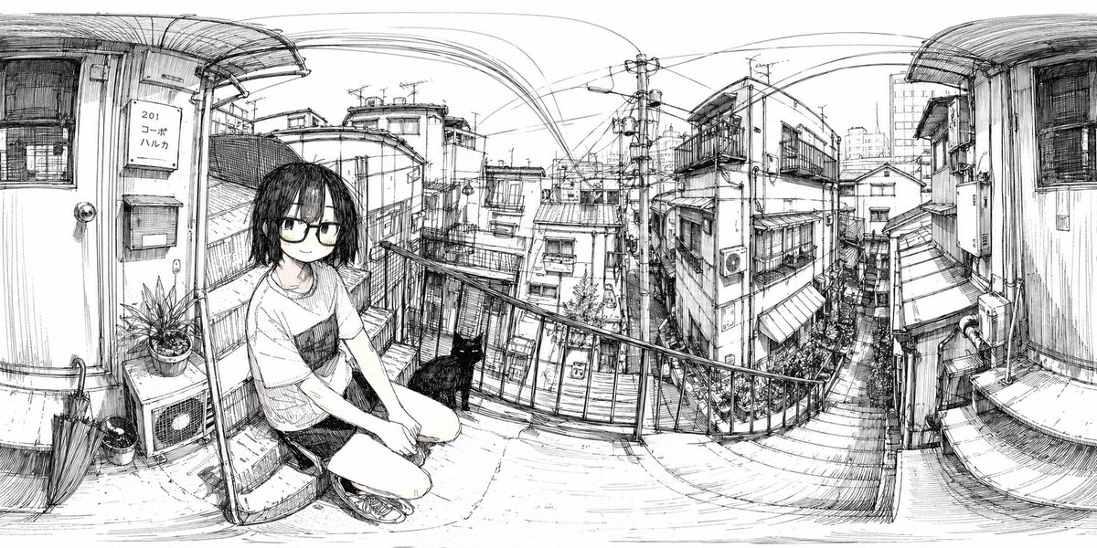 Ink 360 Panorama of Tokyo Backstreet AI image template preview