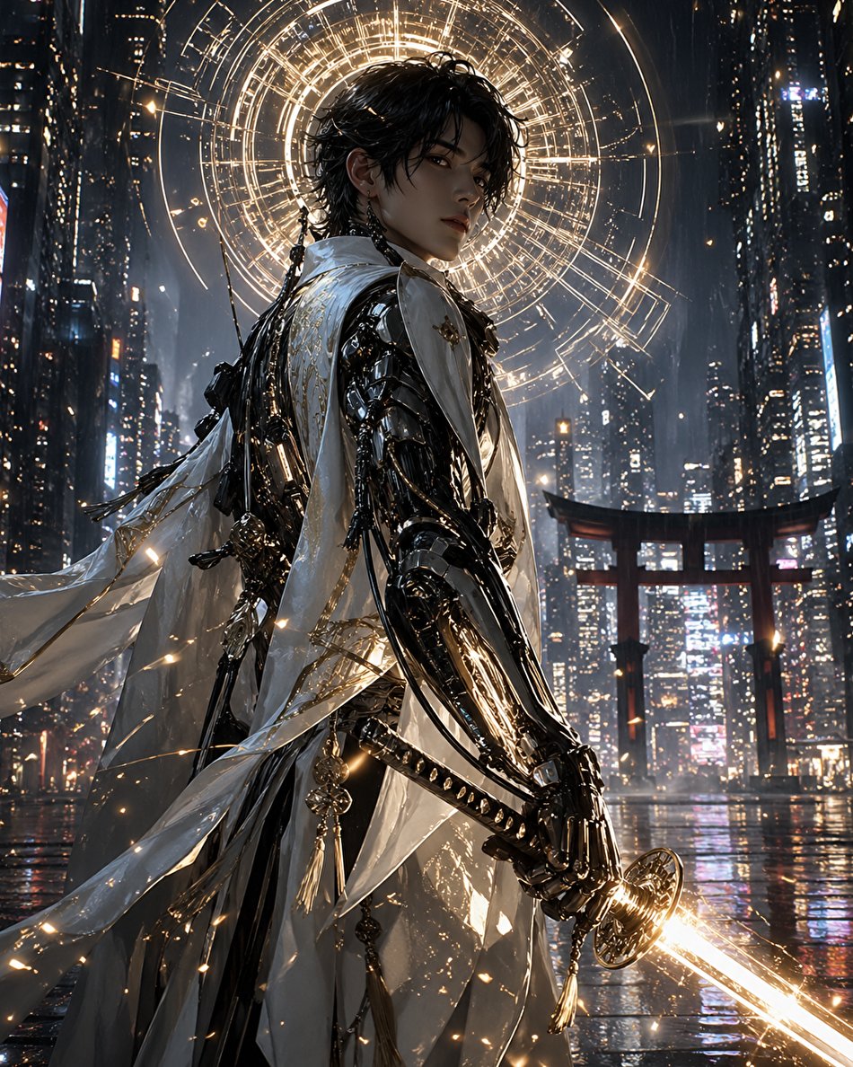 Cyberpunk Izanagi Divine Warrior AI image template preview