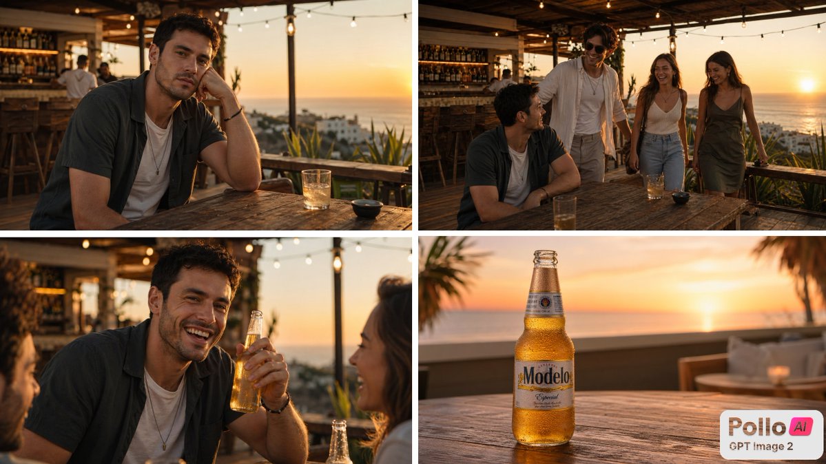 Sunset Beer Ad Storyboard AI image template preview