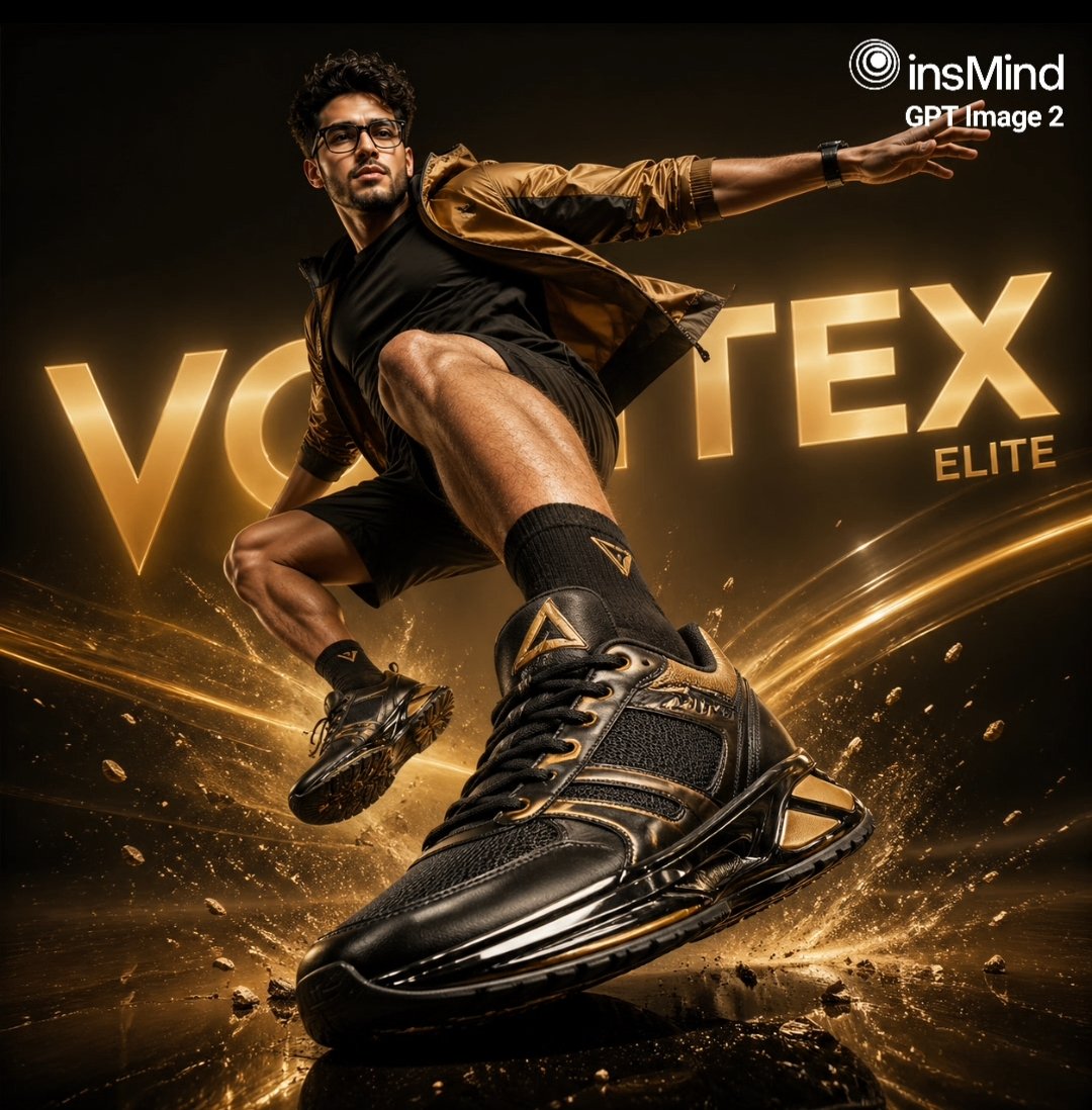 Luxury Black and Gold Sneaker Ad AI image template preview