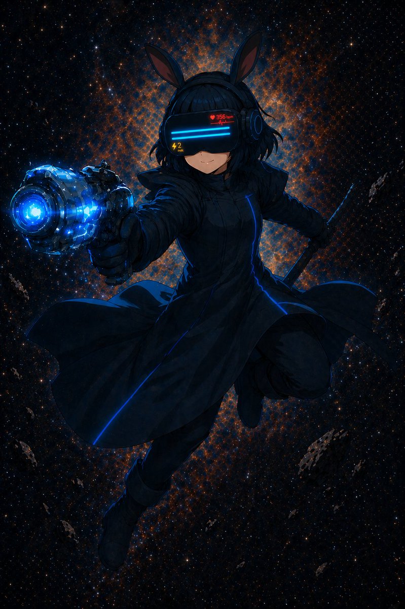 Cyber Bunny Visor Space Warrior AI image template preview