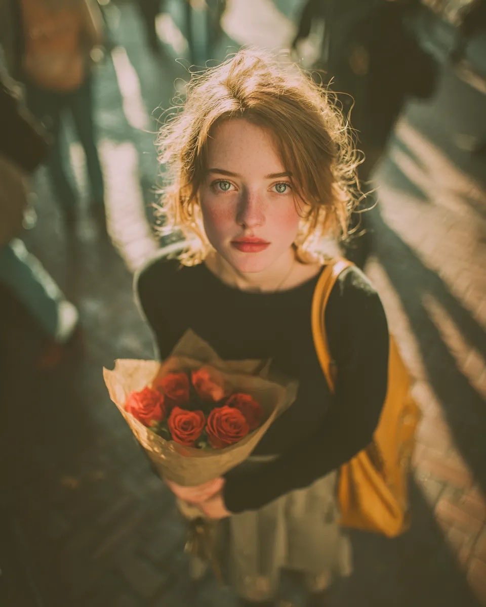Vintage Film Grain Portrait AI image template preview