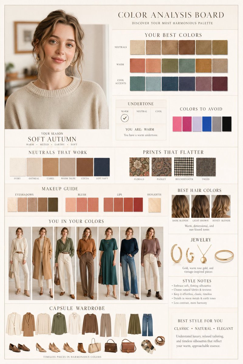 Luxury Fashion Color Analysis Board AI image template preview
