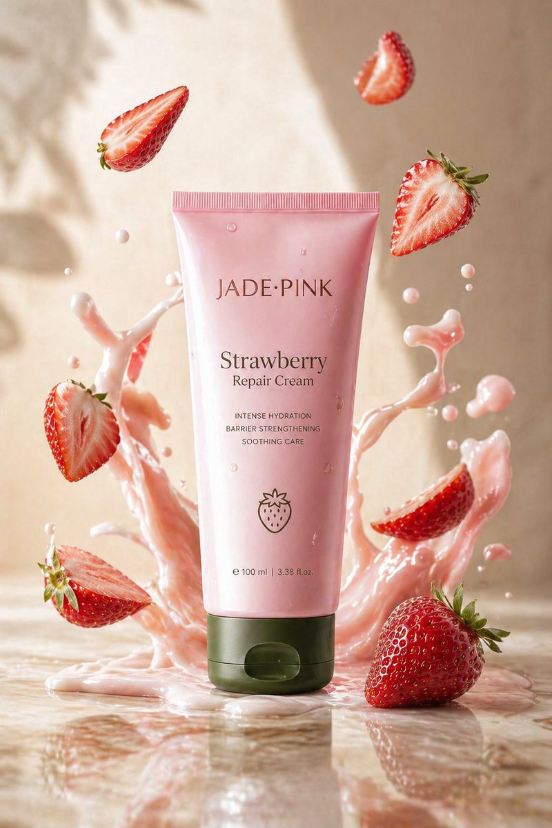 Strawberry Repair Cream Product Shot AI image template preview