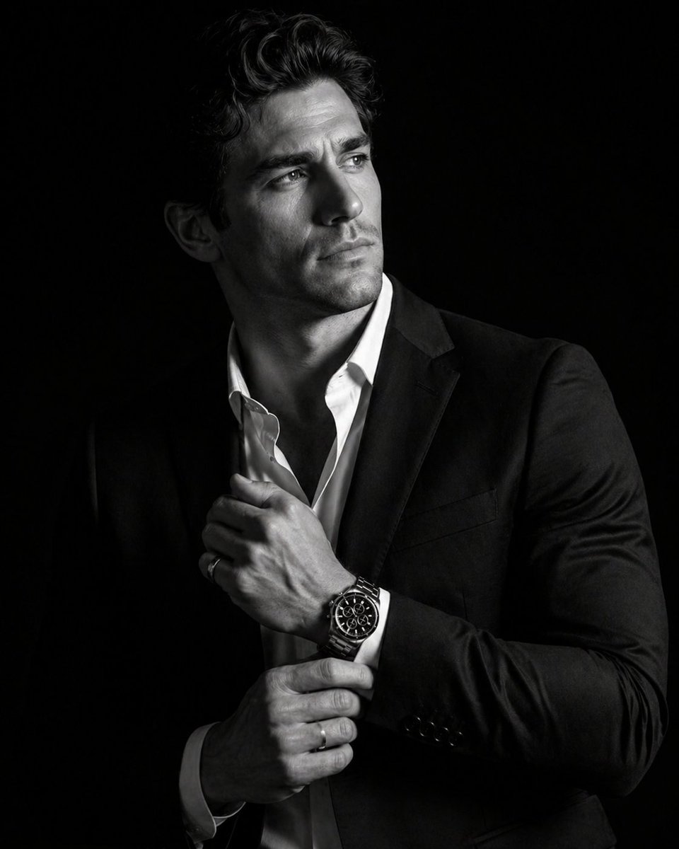 Cinematic Male Suit Portrait AI image template preview