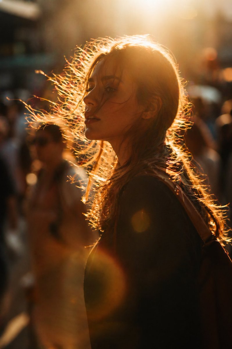 Golden hour editorial street portrait AI image template preview