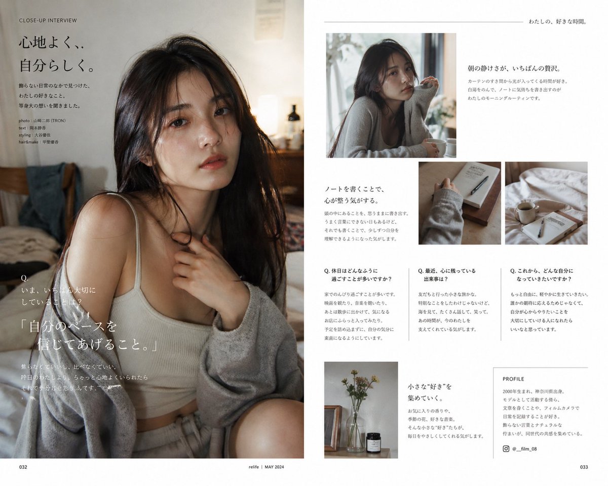 Japanese Lifestyle Magazine Layout AI image template preview