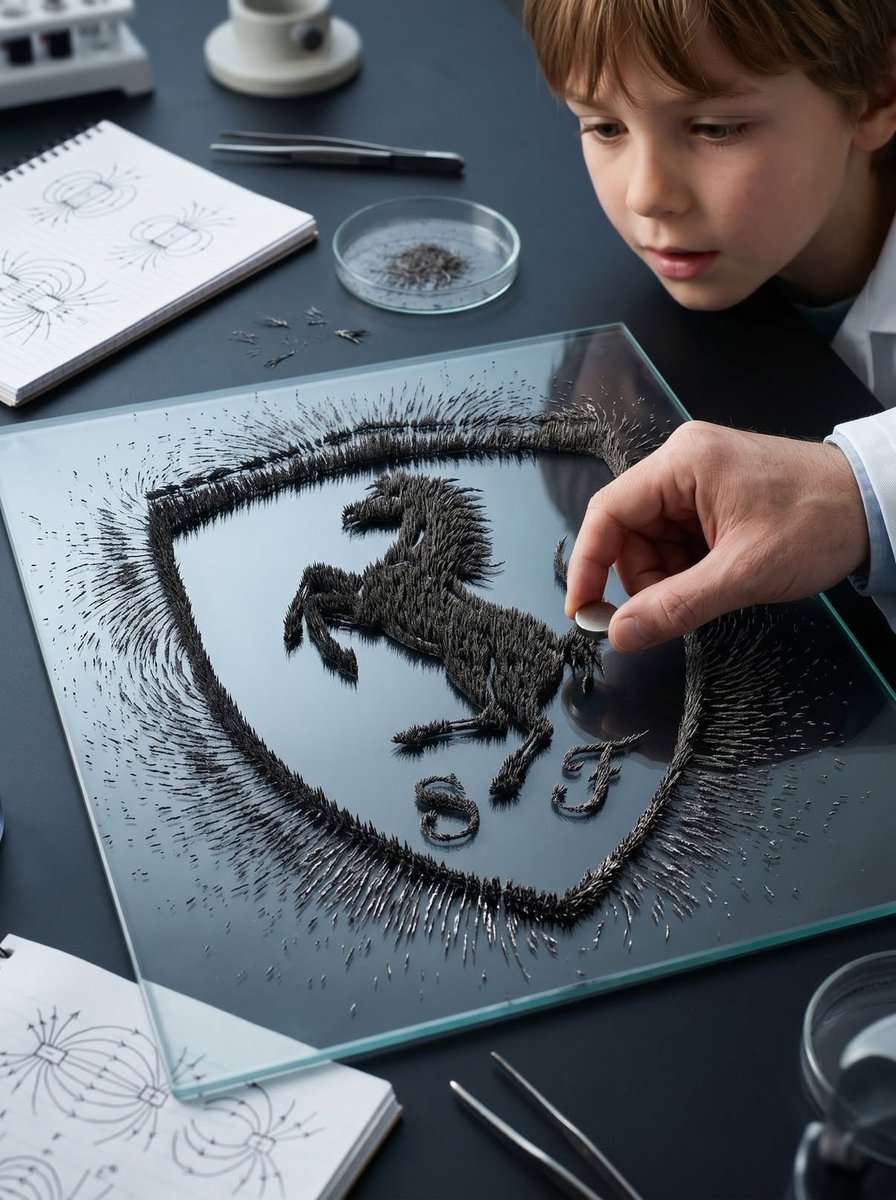 Magnetic Iron Filings Logo Scene AI image template preview