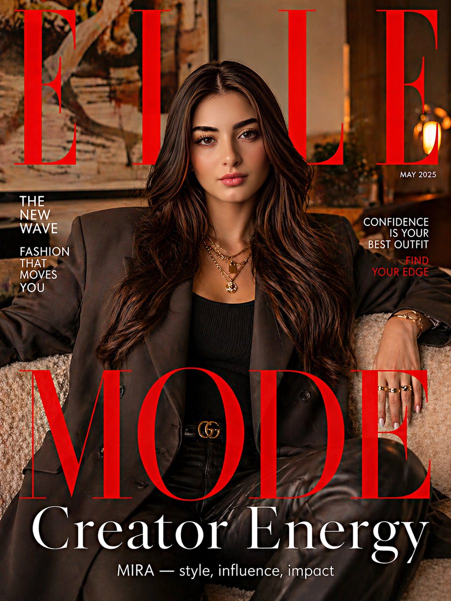 ELLE Magazine Cover Style AI image template preview