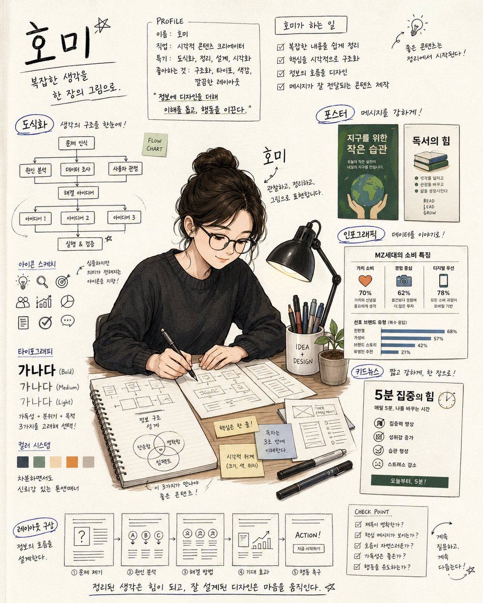 Handwritten Note Style Illustration AI image template preview
