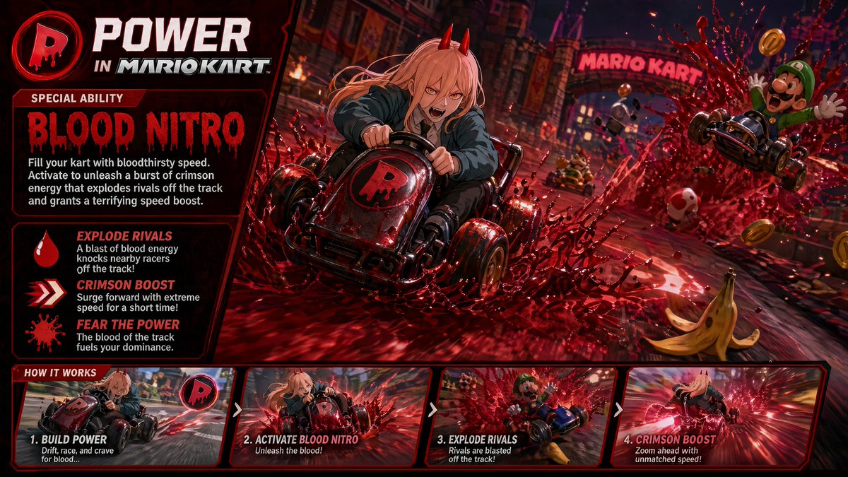 Power in Mario Kart Poster AI image template preview