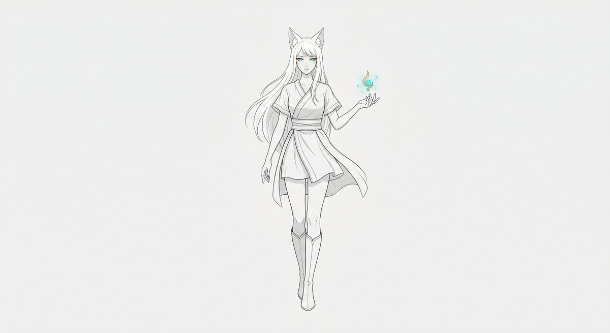 Minimal Fox Spirit Character Sketch AI image template preview