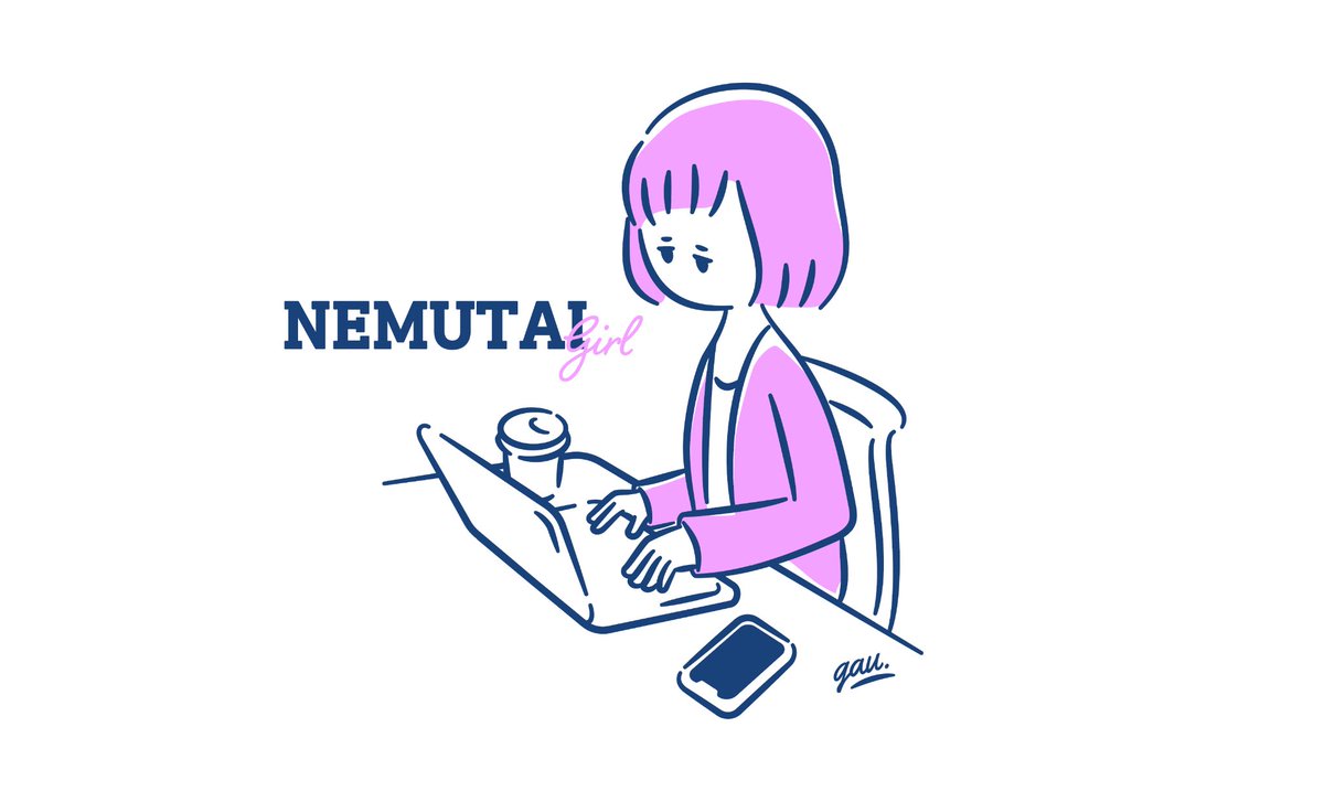 Sleepy Girl at Laptop Illustration AI image template preview