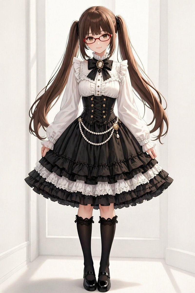 Gothic Lolita Twin-Tail Full-Body Portrait AI image template preview