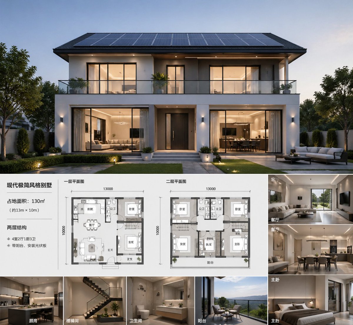 Modern Villa Architecture Presentation Board AI image template preview