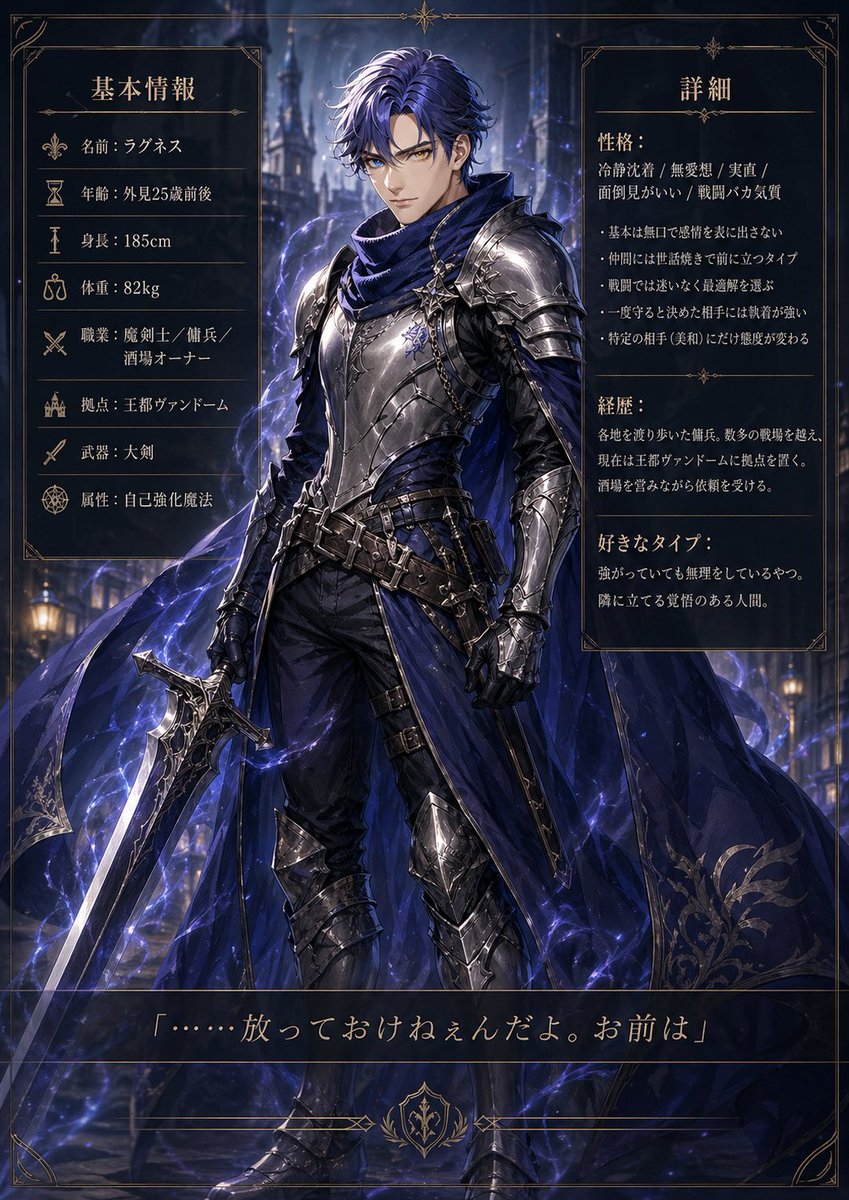 Dark Fantasy Knight Character Sheet AI image template preview