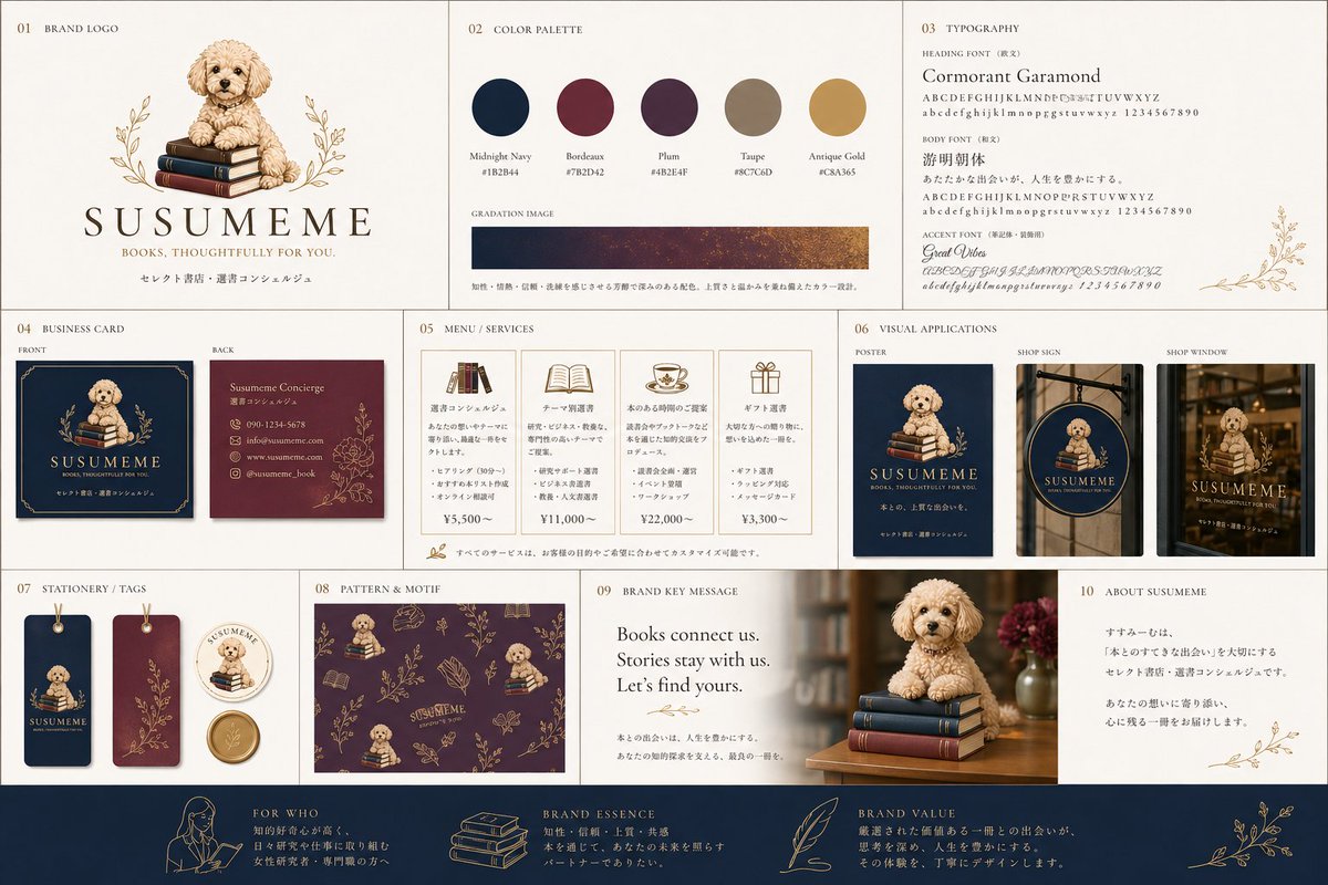 Bookstore Brand Board with Poodle Mascot example 2