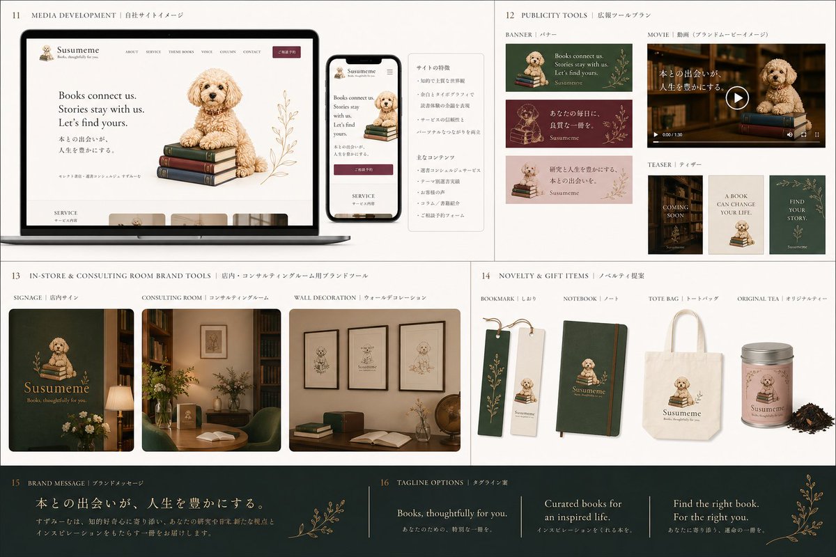 Bookstore Brand Board with Poodle Mascot example 3