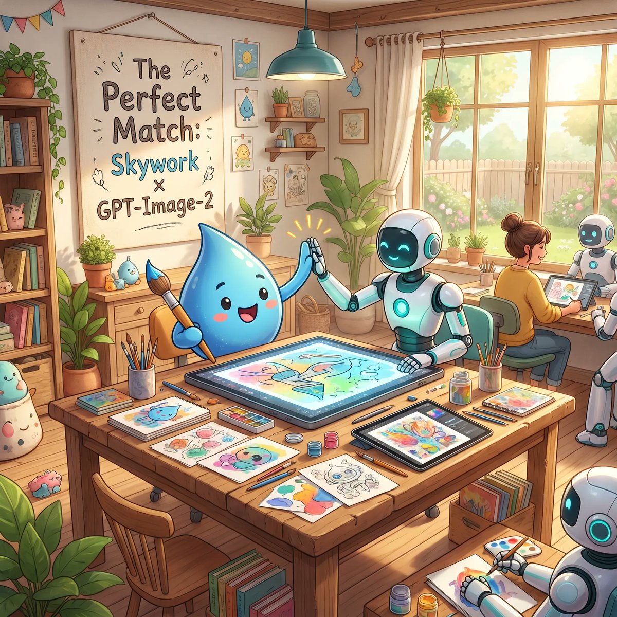 Cozy AI Art Studio Collaboration AI image template preview