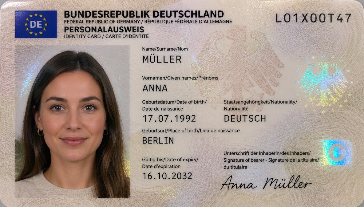 German ID Card Scan Transformation AI image template preview