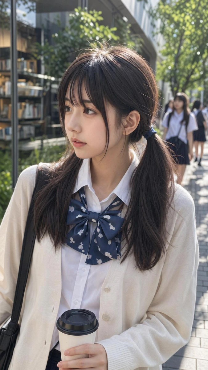 Ordinary Schoolgirl Street Snapshot AI image template preview