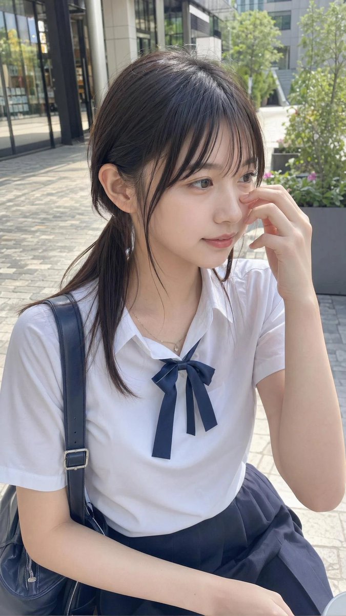 Casual Student Uniform Street Photo AI image template preview