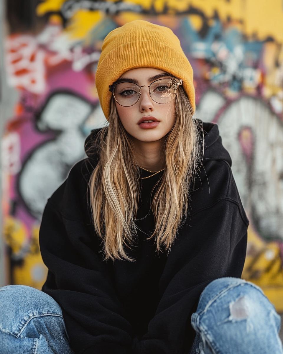 Urban Street Fashion Portrait AI image template preview