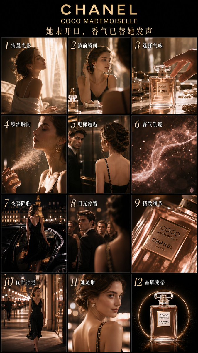 Luxury Perfume Advertising Storyboard AI image template preview