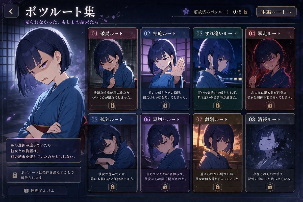 Visual Novel Rejected Routes UI AI image template preview