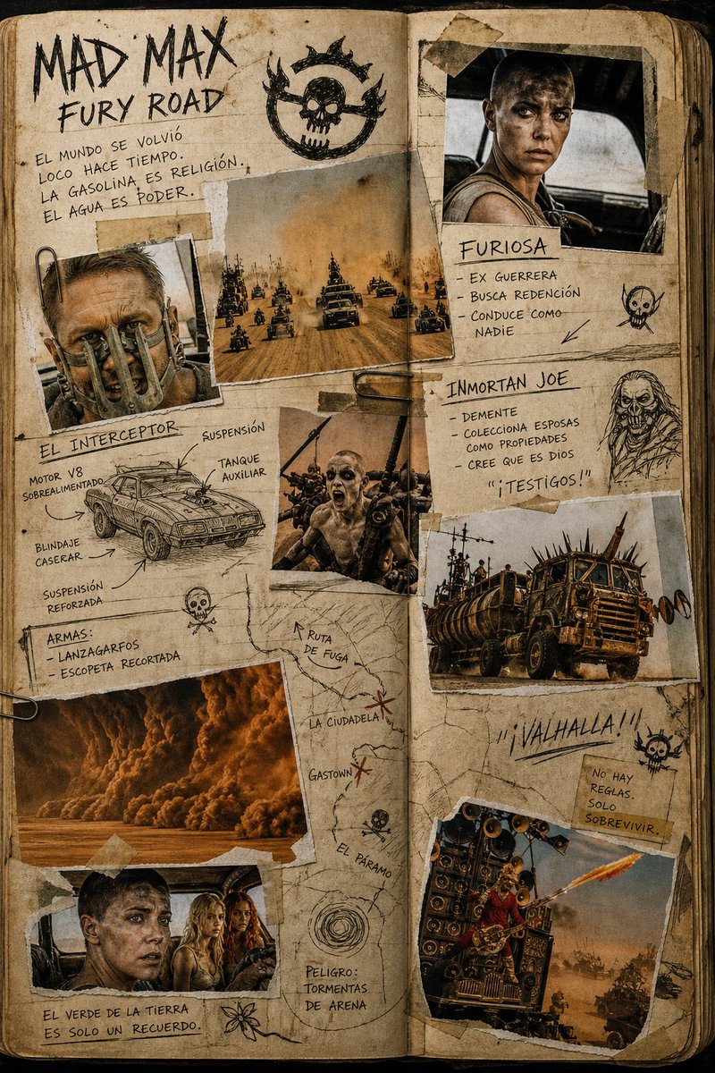 Mad Max Journal Scrapbook Style AI image template preview