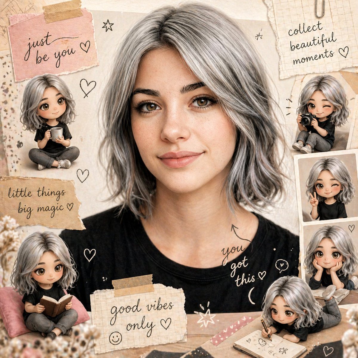 Scrapbook Chibi Transformation AI image template preview