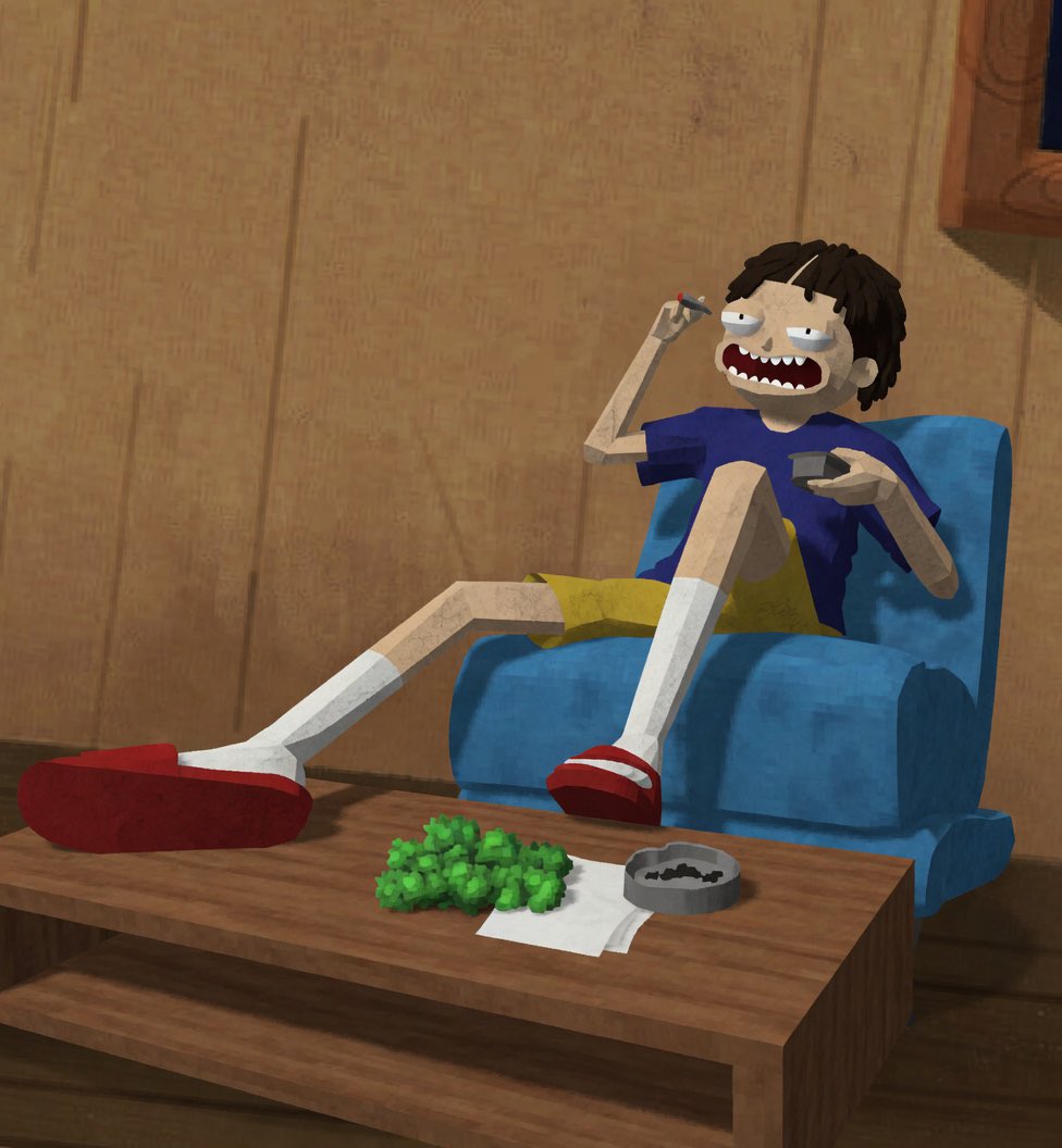 Low-Poly Cartoon Stoner Living Room AI image template preview