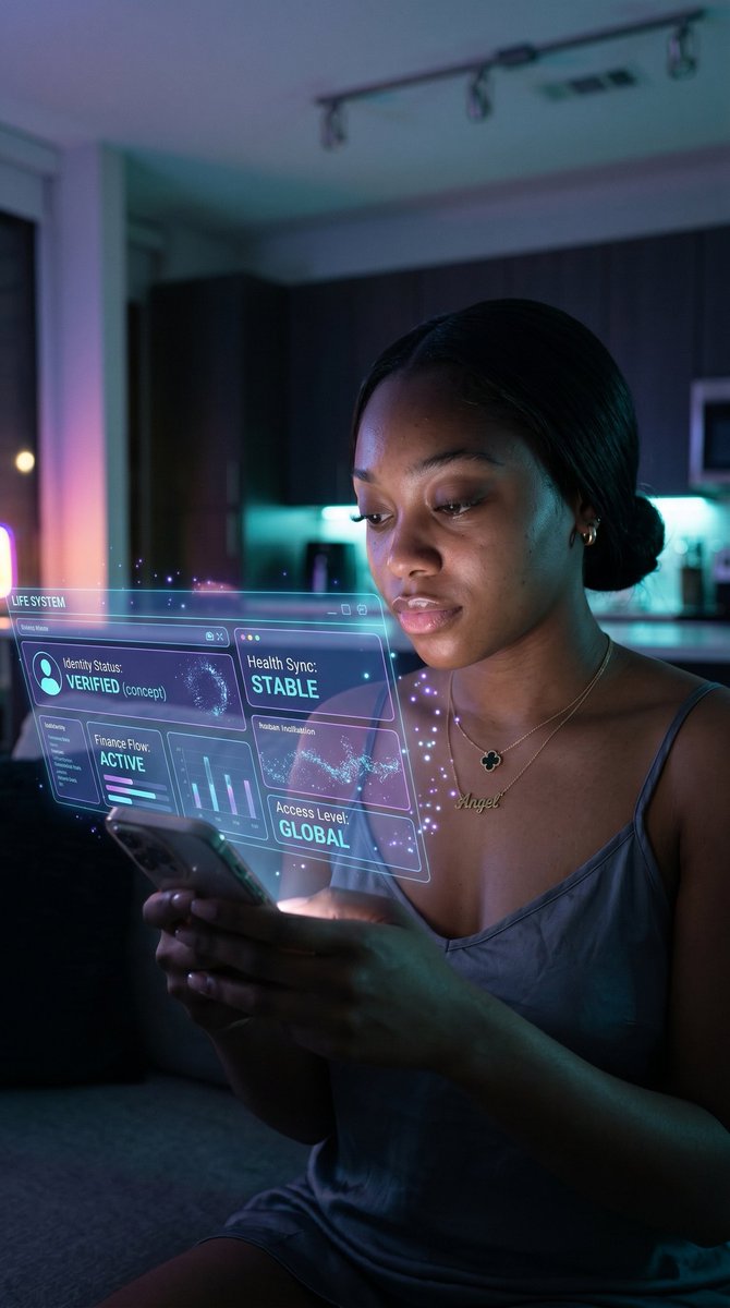 Futuristic Life System Hologram Portrait AI image template preview